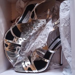 Silver heels toe out stylish shoes